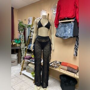 Black Lace Bikini and Pants Set